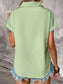 Pleated Detail Collared Neck Short Sleeve Shirt nicholesgifts