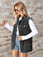 Raw Hem Sleeveless Button Up Denim Jacket nicholesgifts
