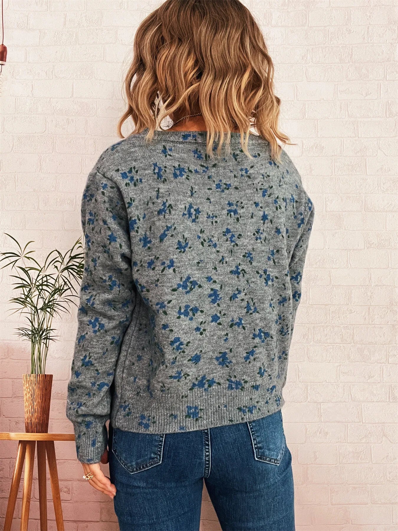 Floral Button-Up Long Sleeve Cardigan