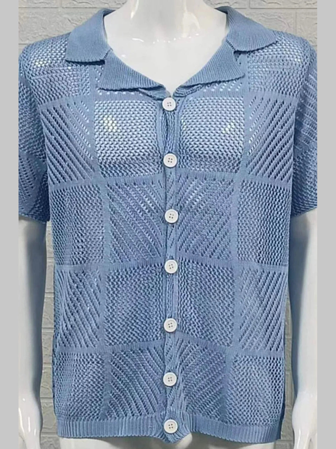 Men's Button Down Checkered Eyelet Shirt NicholesGifts