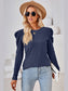 Women Round Neck Puff Long Sleeve Blouse nicholesgifts