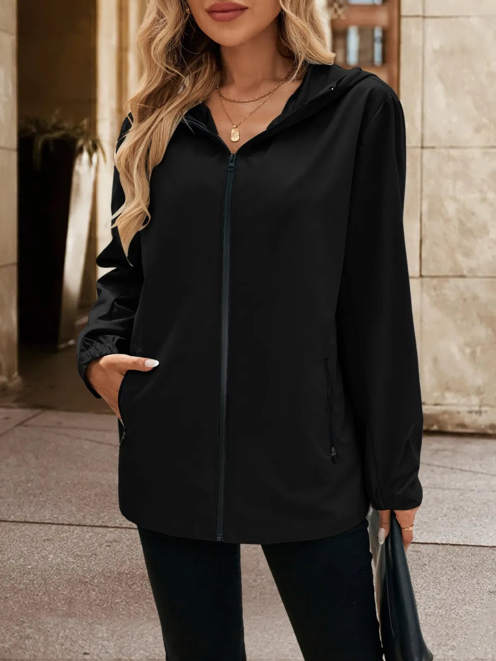 Ivy Lane Pocketed Zip Up Hooded Jacket nicholesgifts