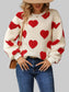 Women Fuzzy Heart Dropped Shoulder Sweatshirt nicholesgifts