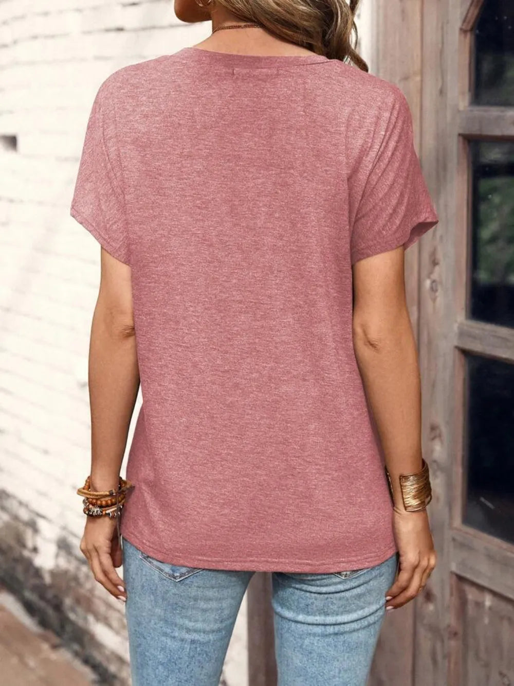 Half Button Short Sleeve Top