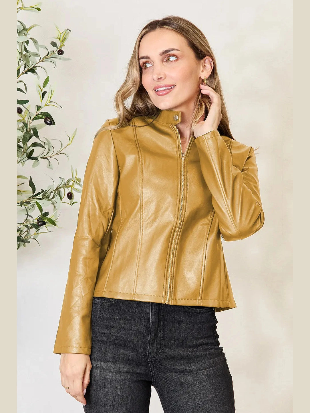 Mock Neck Zip Up Jacket nicholesgifts