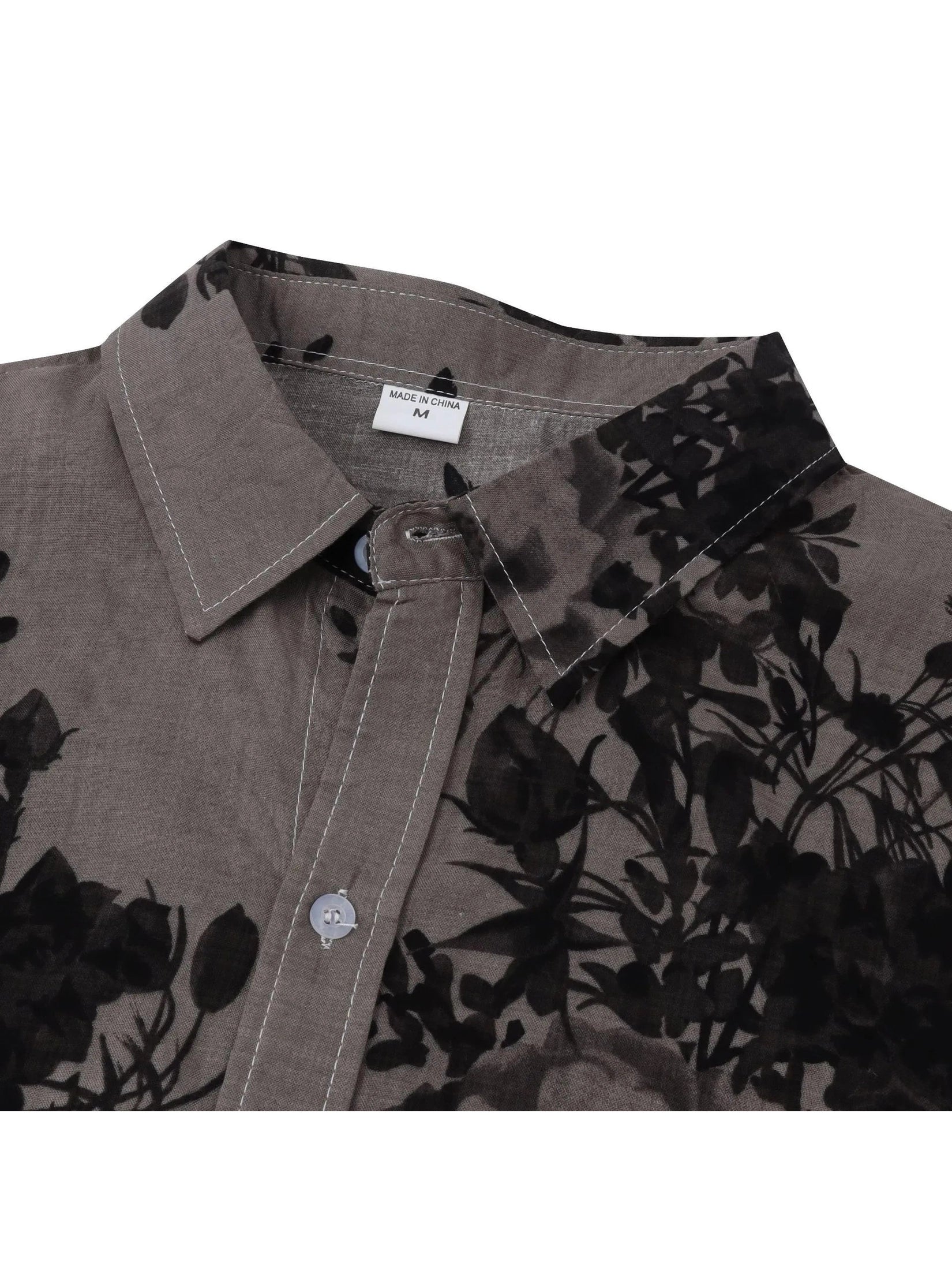 Men's Plus Size Printed Short Sleeve Button Down Casual Shirt Trendsi