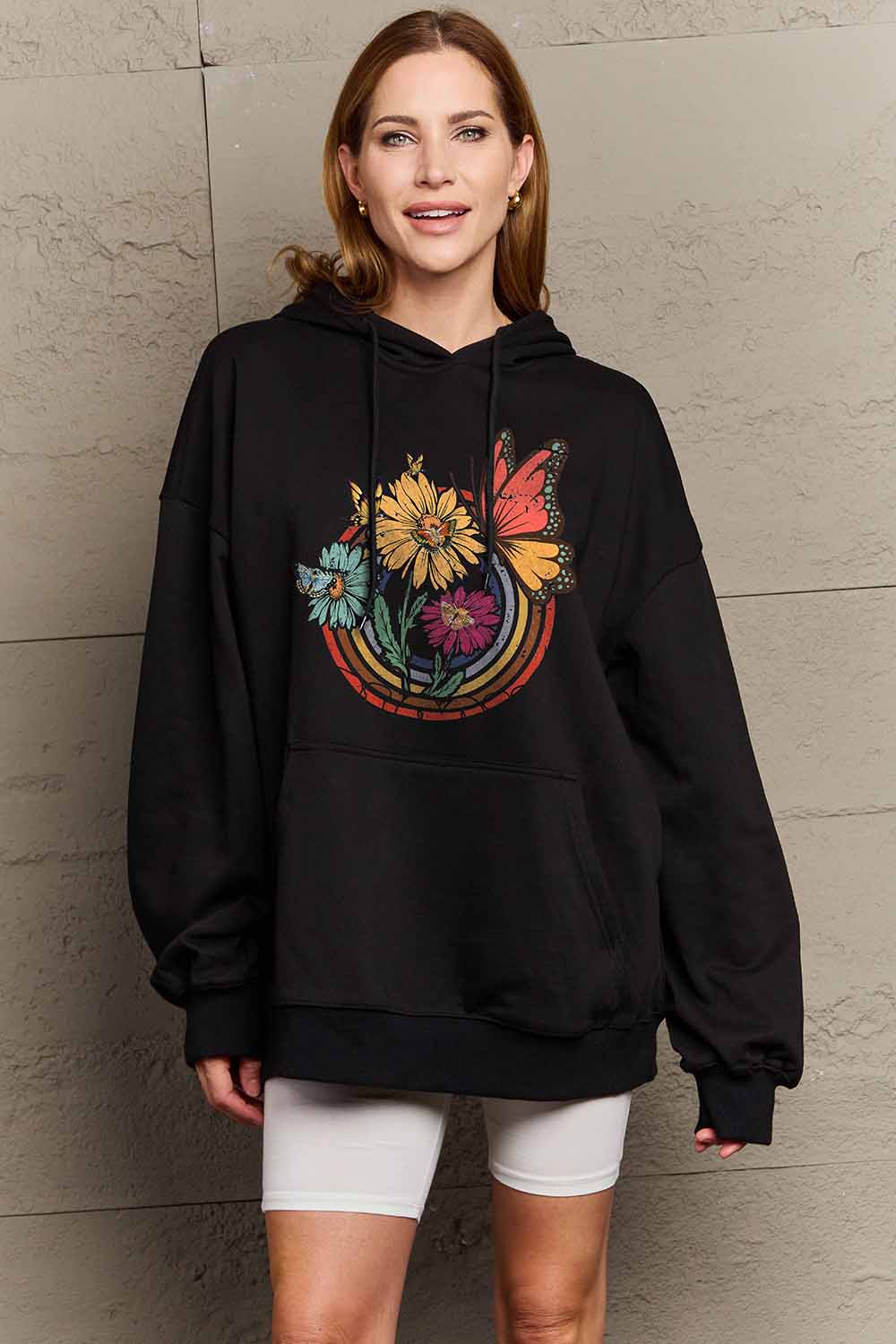 Simply Love Simply Love Full Size Butterfly and Flower Graphic Hoodie Trendsi