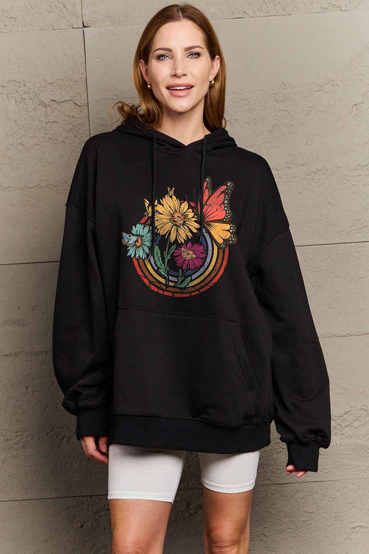 Simply Love Simply Love Full Size Butterfly and Flower Graphic Hoodie Trendsi