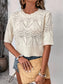 Openwork Round Neck Half Sleeve Sweater nicholesgifts