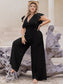 Plus Size Lace Cap Sleeve Wide Leg Jumpsuit nicholesgifts