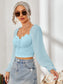 Mesh Sweetheart Neck Flounce Sleeve Top nicholesgifts