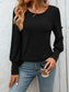 Women Decorative Button Round Neck Long Sleeve T-Shirt nicholesgifts