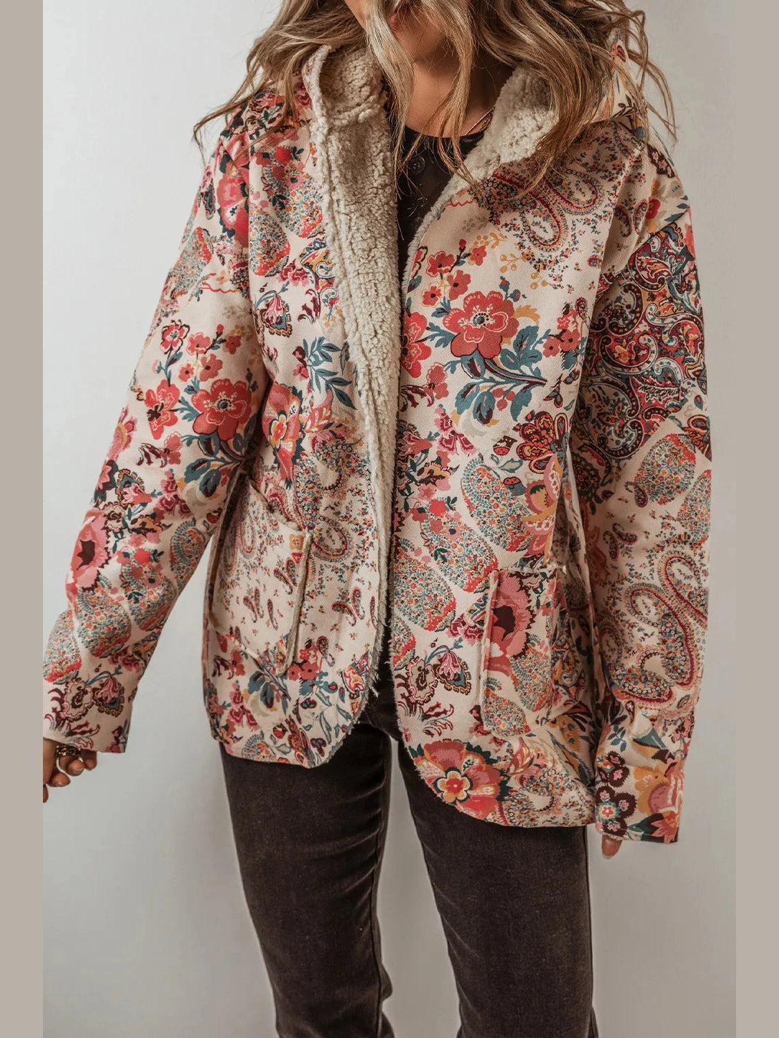 Printed Long Sleeve Hooded Jacket