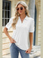 Women Eyelet Johnny Collar Puff Sleeve Blouse nicholesgifts