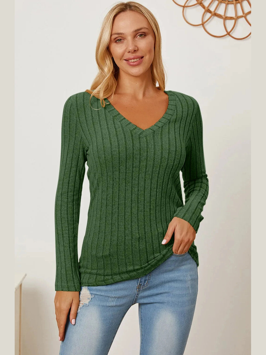 Basic Bae Full Size Ribbed V-Neck Long Sleeve T-Shirt nicholesgifts