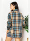 Double Take Plaid Curved Hem Shirt Jacket with Breast Pockets nicholesgifts