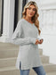 Ribbed Round Neck Long Sleeve T-Shirt nicholesgifts
