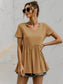 V-Neck Short Sleeve Babydoll Top nicholesgifts