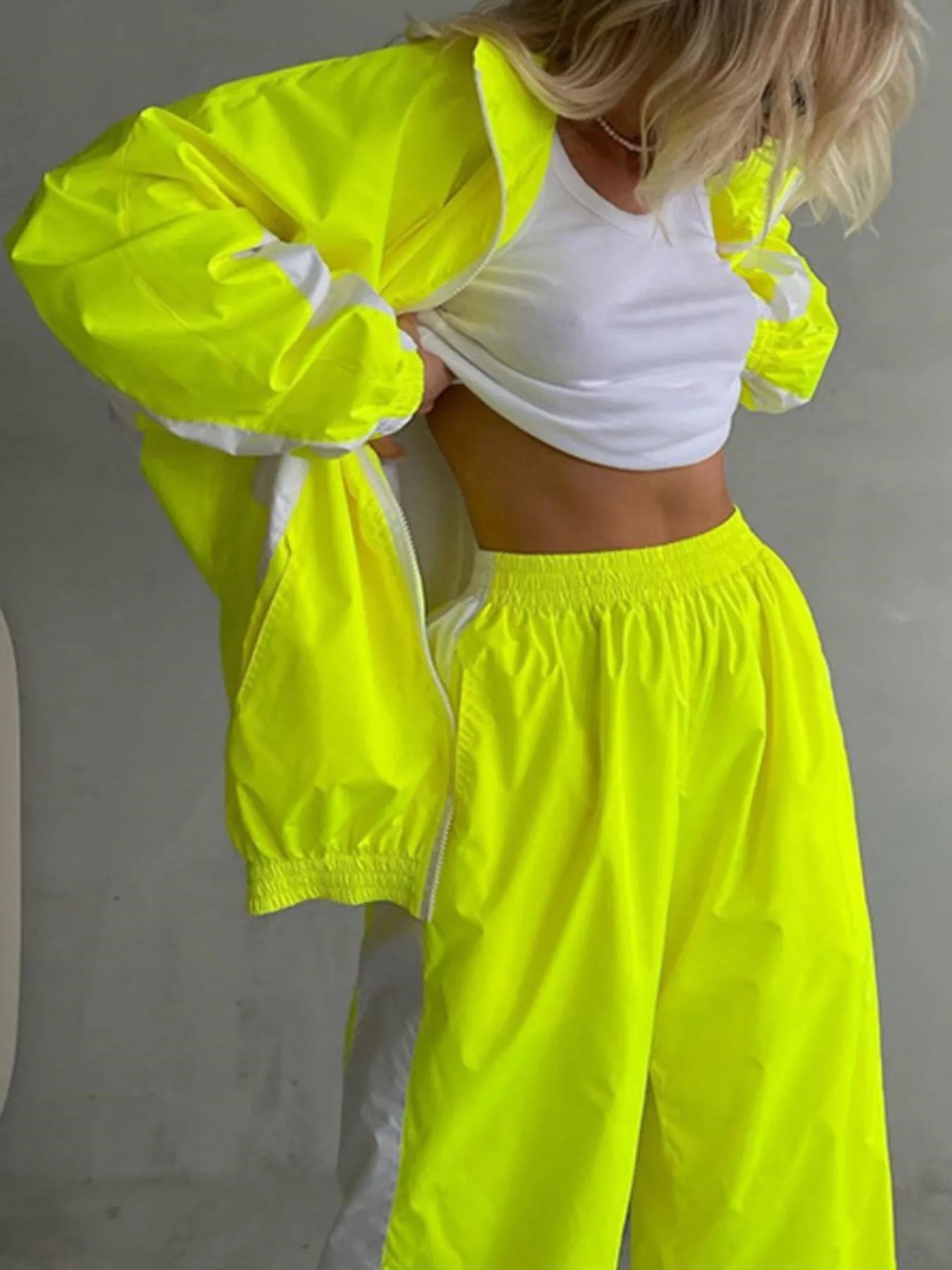 Zip Up Long Sleeve Top and Pants Set nicholesgifts