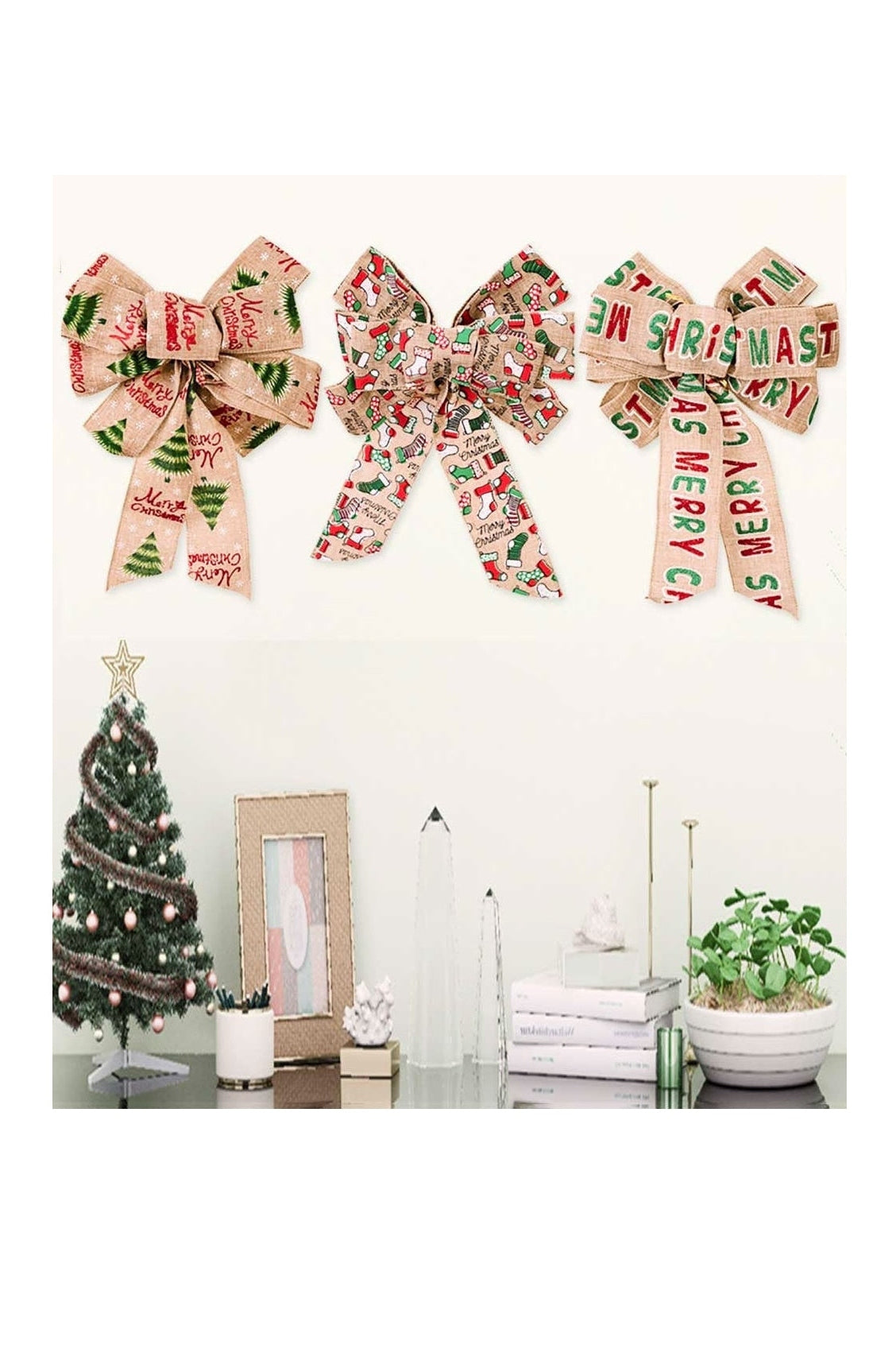 3-Pack Christmas Bow Ornaments nicholesgifts