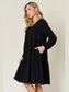 Double Take Full Size V-Neck Balloon Sleeve Tiered Dress with Pockets nicholesgifts