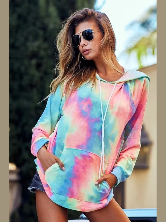 BiBi Tie Dye French Terry Hoodie with Kangaroo Pocket nicholesgifts