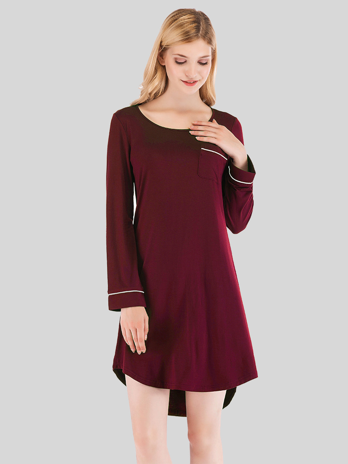 Round Neck Night Dress with Pocket nicholesgifts