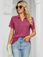 Women Johnny Collar Short Sleeve Blouse nicholesgifts
