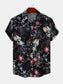 Men's Plus Size Floral Print Short Sleeve Button Down Casual Shirt nicholesgifts