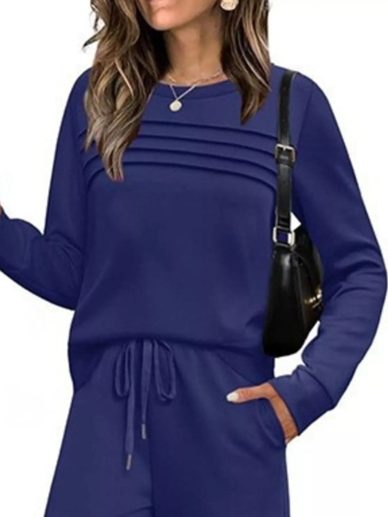 Full Size Long Sleeve Round Neck Top and Pants Set Plus Size nicholesgifts