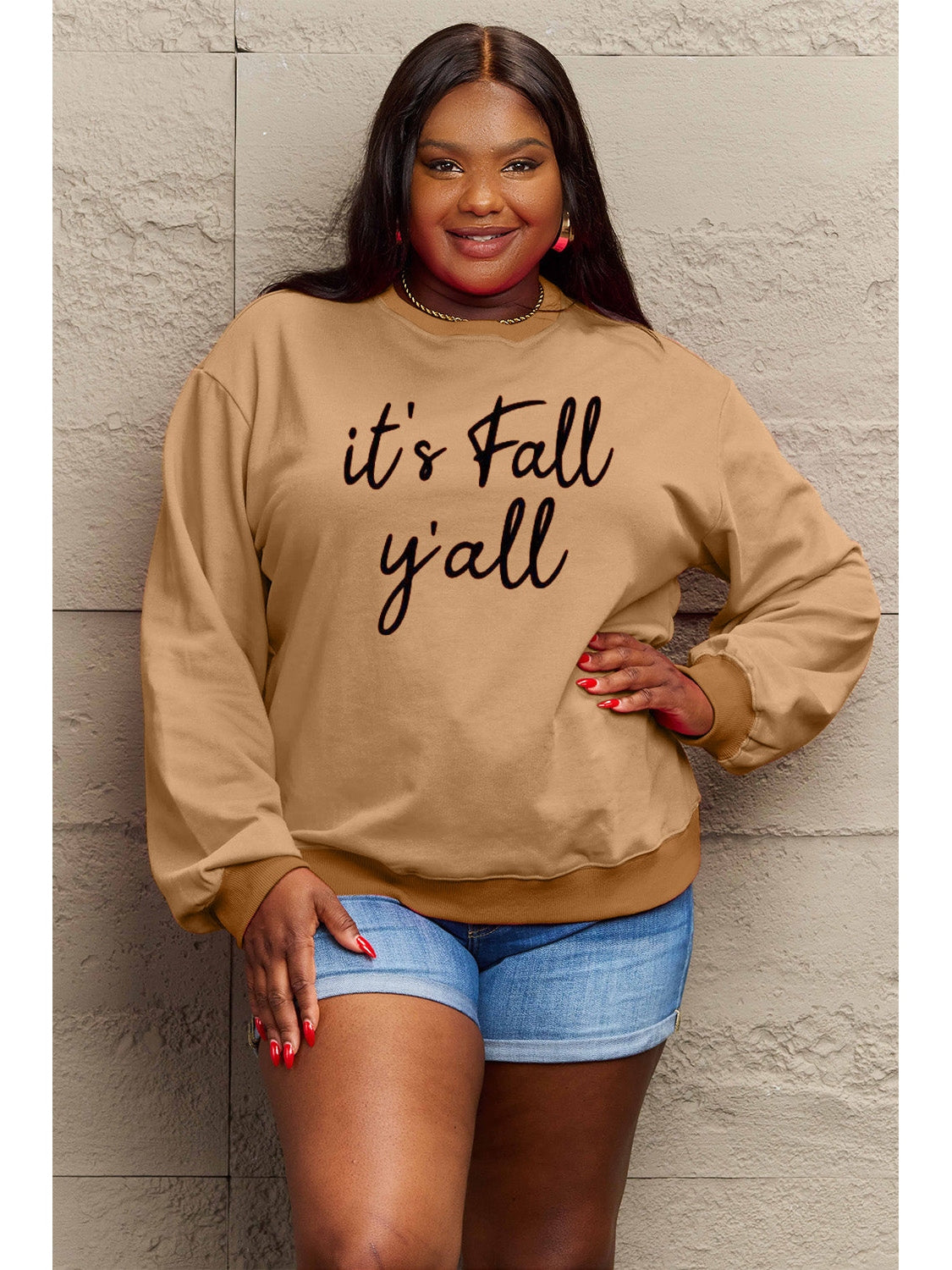 Simply Love Full Size IT'S FALL Y'ALL Graphic Sweatshirt nicholesgifts