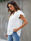 Swiss Dot Notched Flutter Sleeve Blouse nicholesgifts