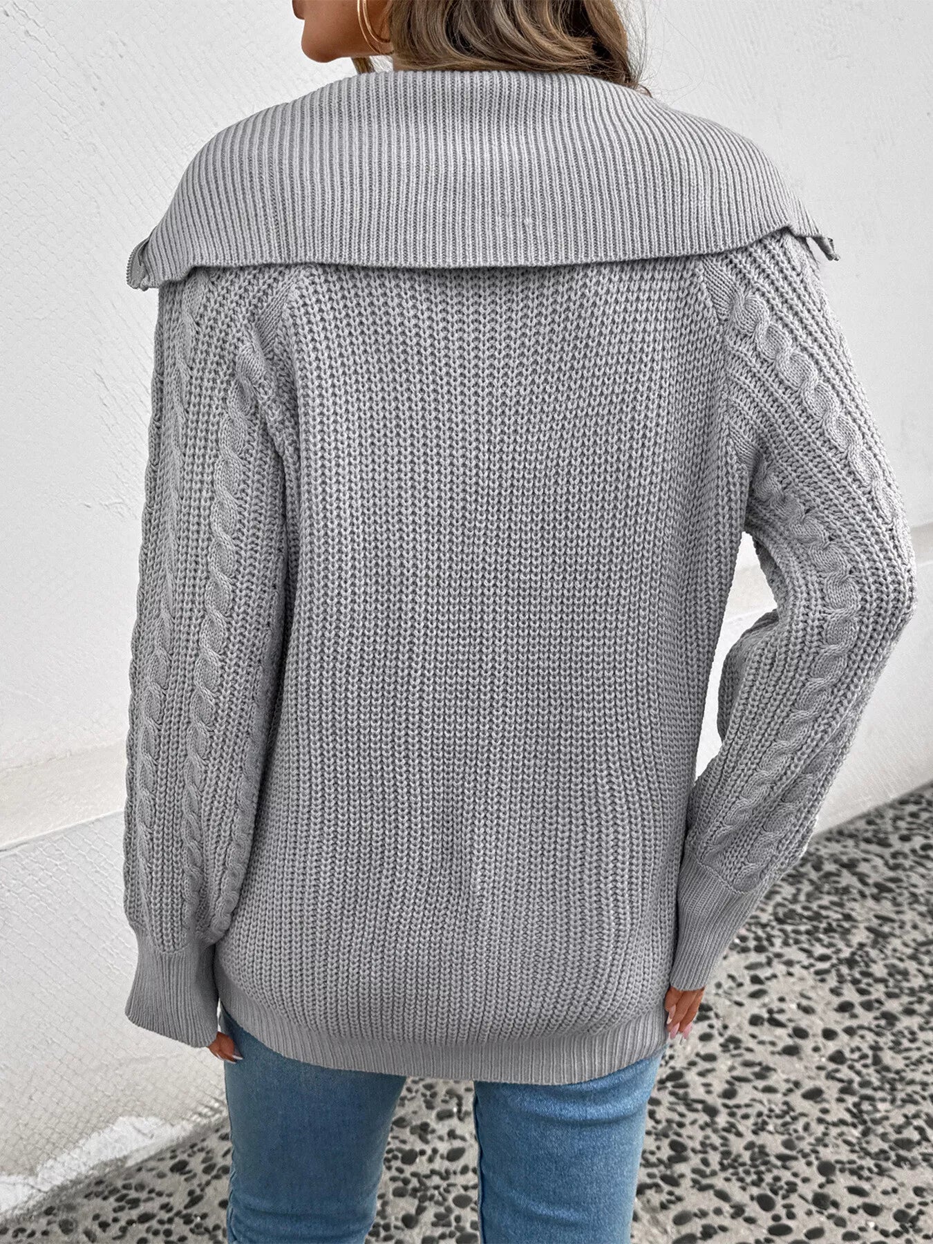 Cable Knit Half Zip Sweater