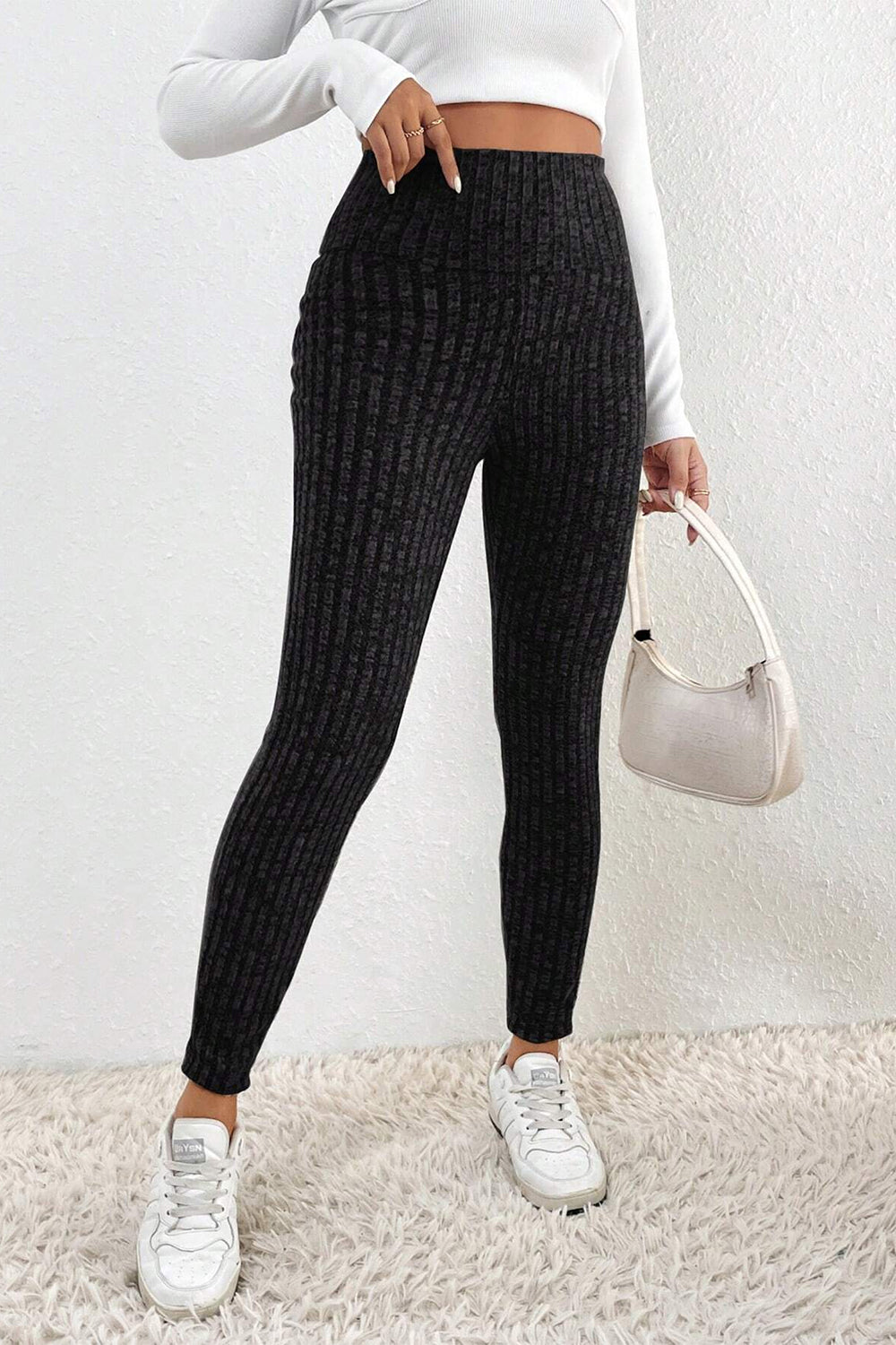 Women Ribbed High Waist Leggings nicholesgifts