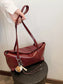 Solid Color Leather Shoulder Bag nicholesgifts
