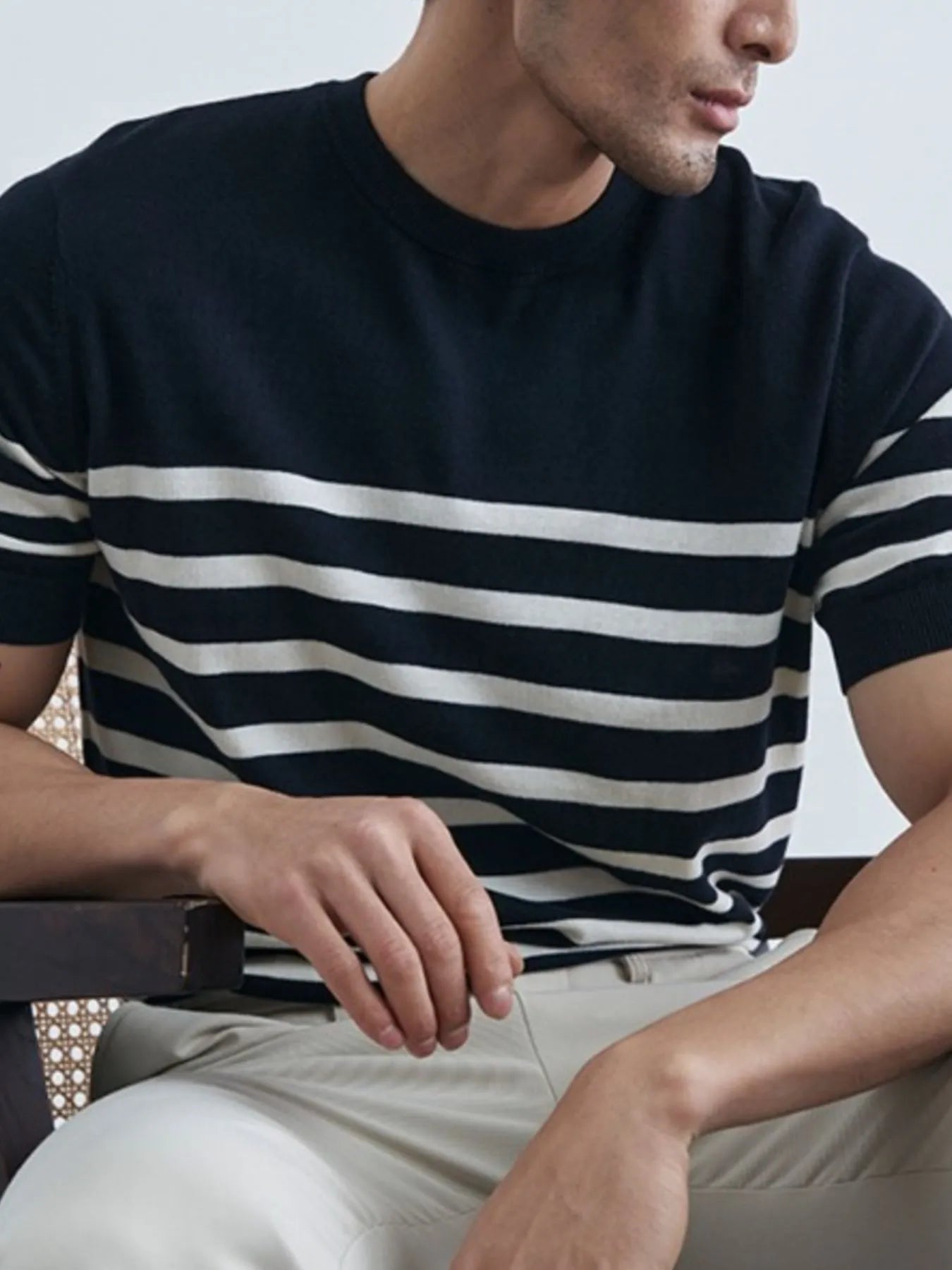 Men's Classic Striped Short Sleeve Knit T-Shirt NicholesGifts