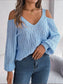 Cable-Knit Cold Shoulder Long Sleeve Sweater nicholesgifts