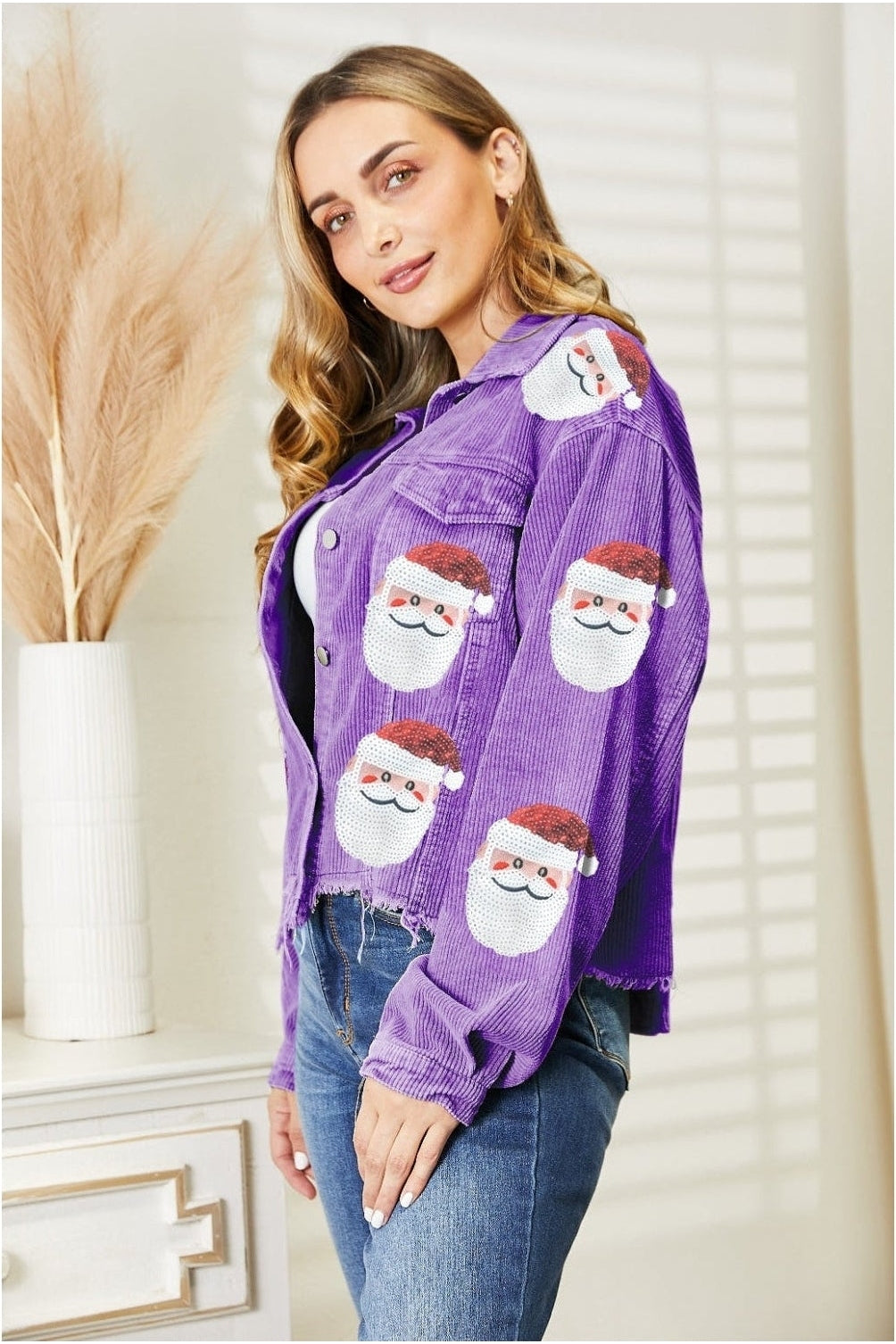 Santa Sequin Raw Hem Jacket nicholesgifts