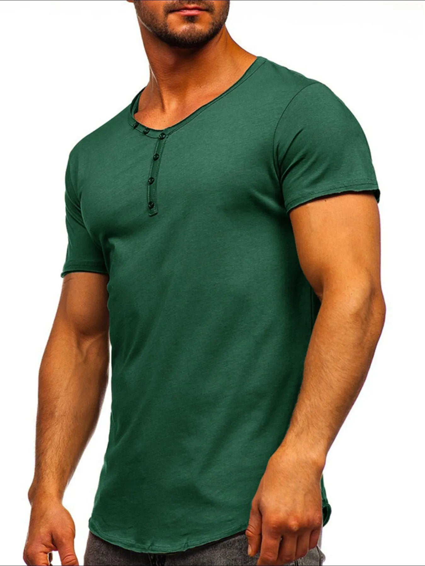 Men's V-Neck Henley Polo T-Shirt NicholesGifts