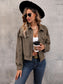 Perfee Houndstooth Collared Neck Button Up Jacket nicholesgifts