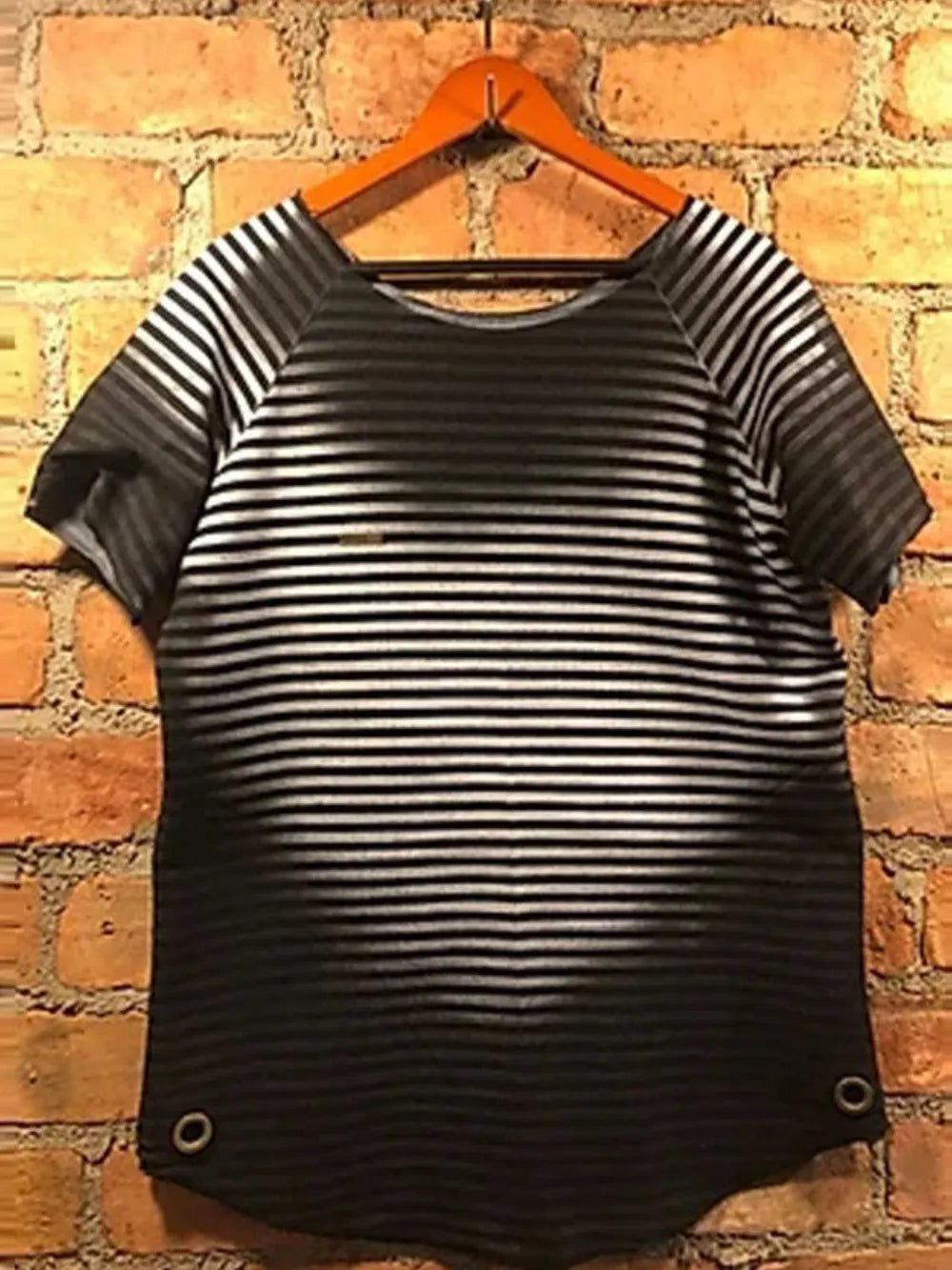 Men's Full Size Round Neck Short Sleeve Striped T-Shirt Plus Size NicholesGifts