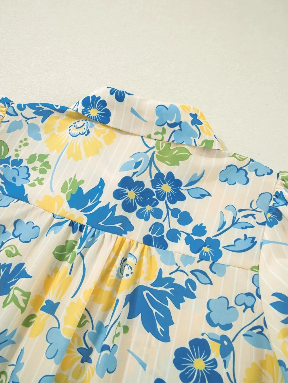 Printed Puff Sleeve Button Down Summer Shirt nicholesgifts
