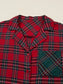 Plaid Contrast Patched Christmas Holiday Long Sleeve Shirt and Short 2pcs Pajama Set nicholesgifts