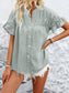 Button Down Ruffled Short Sleeve Shirt nicholesgifts