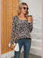 Printed Square Neck Long Sleeve Blouse nicholesgifts