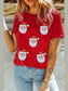 Women Sequin Santa Round Neck Short Sleeve T-Shirt nicholesgifts