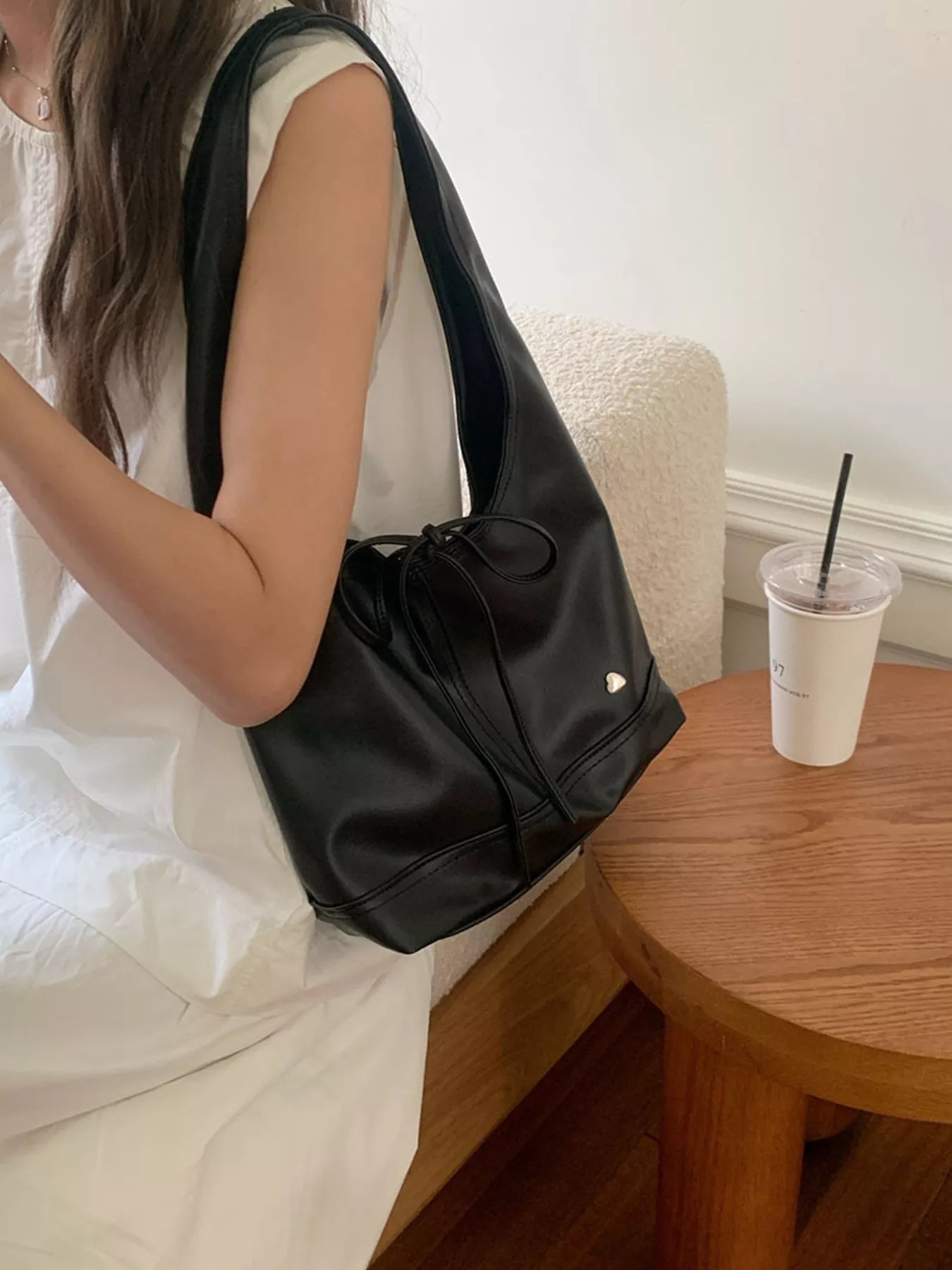 Leather Tied Shoulder Bag nicholesgifts