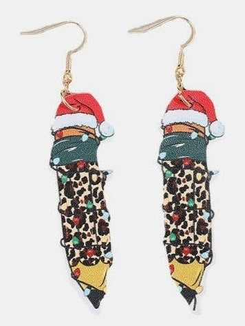 PU Leather Alloy Pencil Earrings nicholesgifts