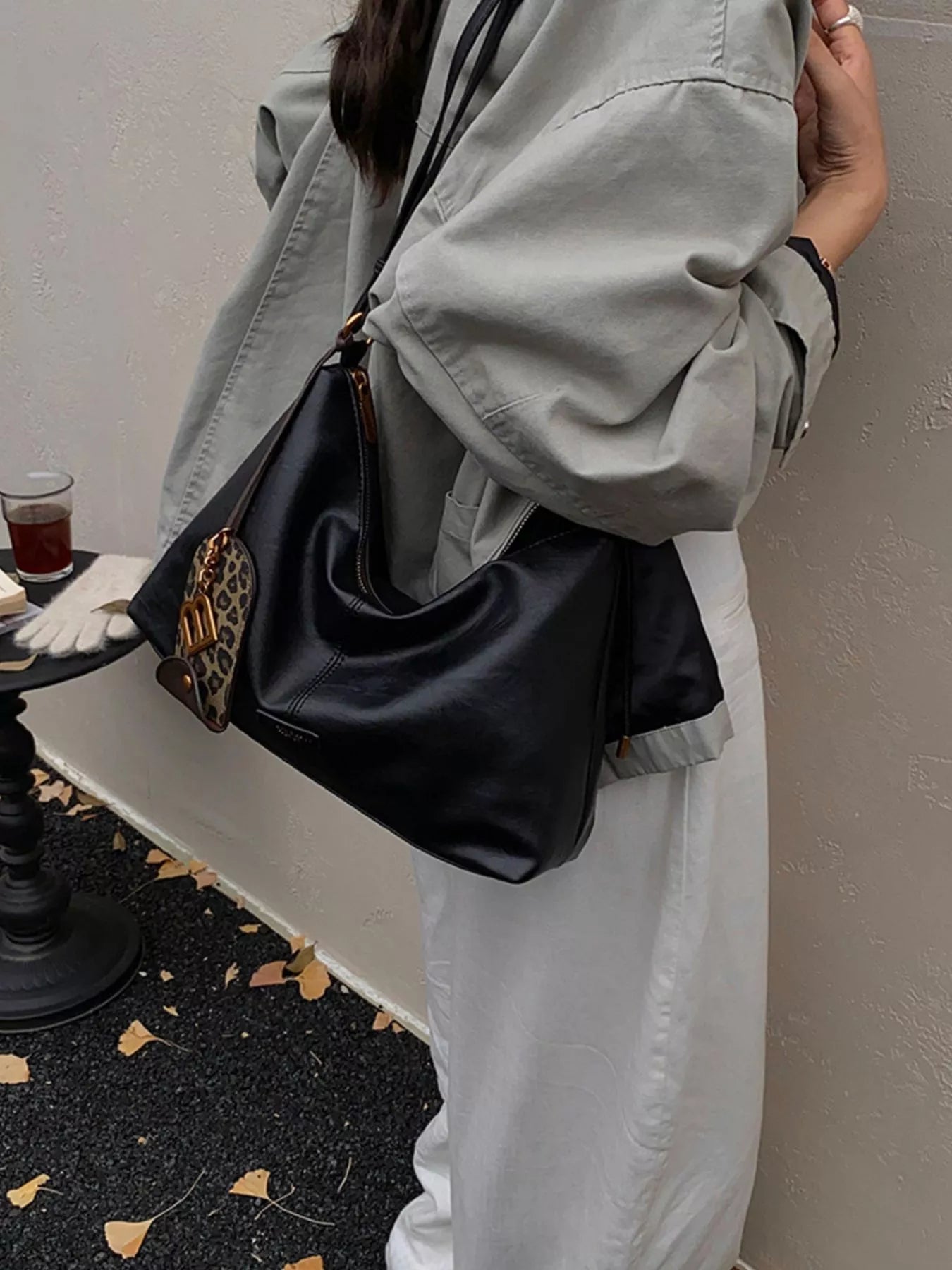 Leather Adjustable Strap Shoulder Bag nicholesgifts