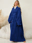 Pocketed Contrast Long Sleeve Hooded Lounge Dress nicholesgifts
